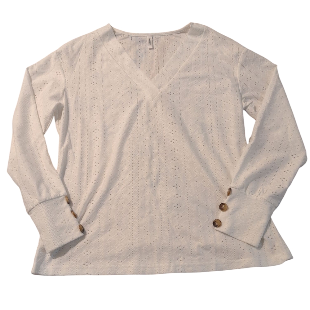 Women's White V-Neck Top